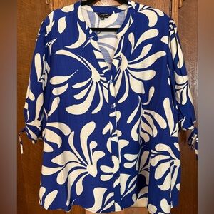 Mlle Gabrielle Blue and White Button Down Shirt 2X